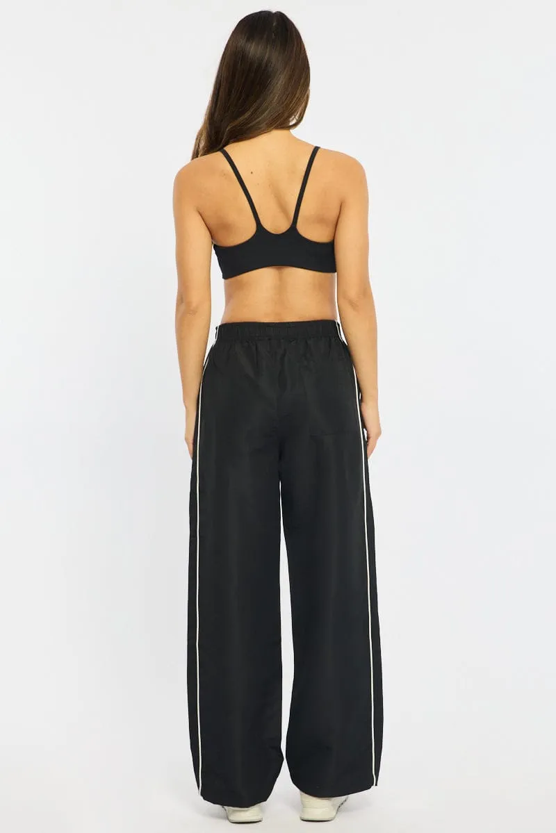 Black Track Pants Wide Leg sold by Ally Fashion product image thumbnail 5