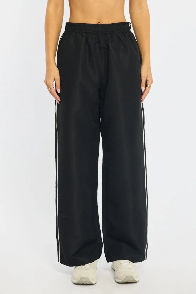 Black Track Pants Wide Leg sold by Ally Fashion product image thumbnail 2