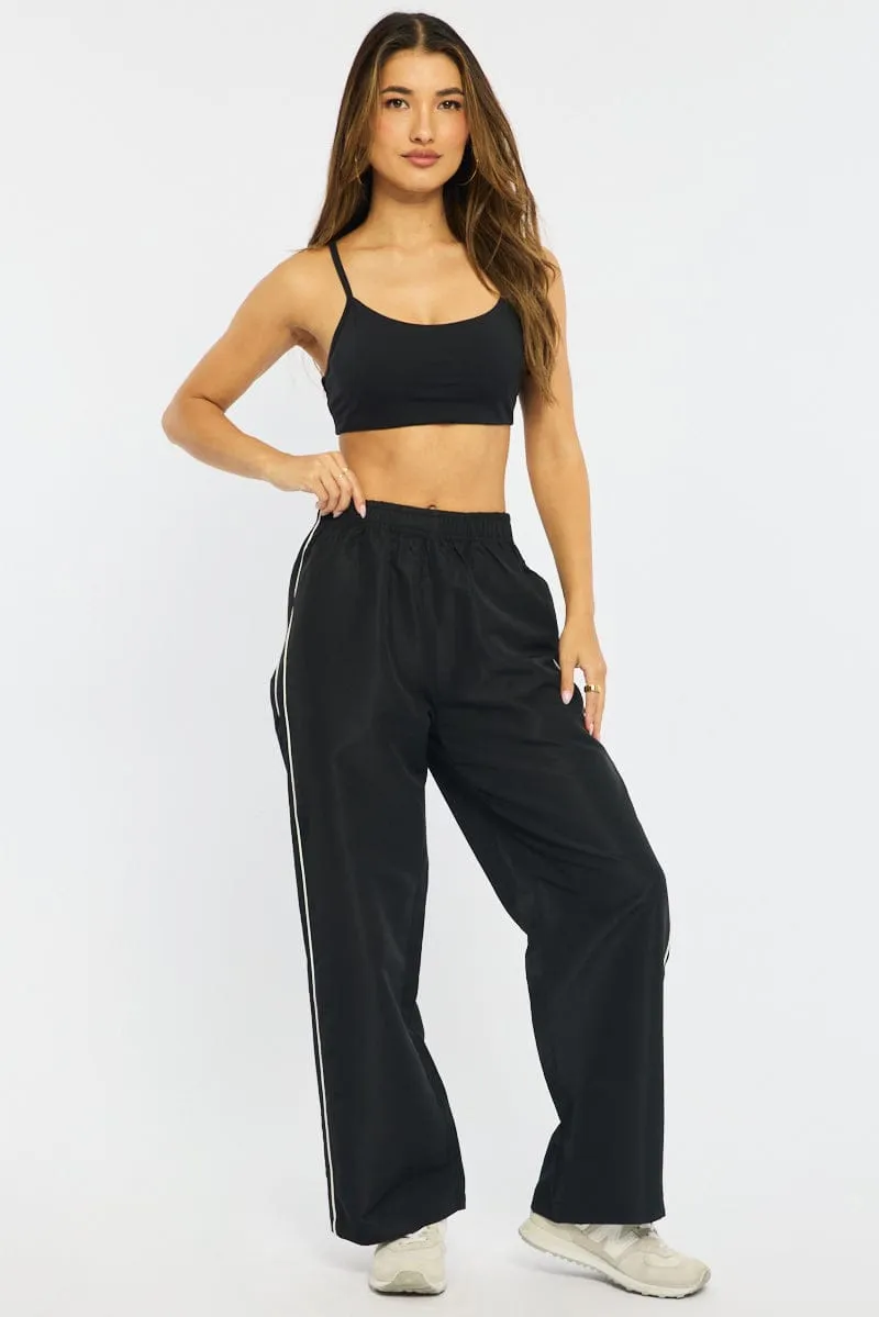 Black Track Pants Wide Leg sold by Ally Fashion product image thumbnail 3