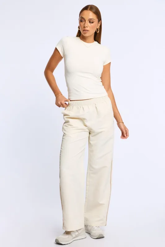 White Track Pants Wide Leg made by Ally Fashion
