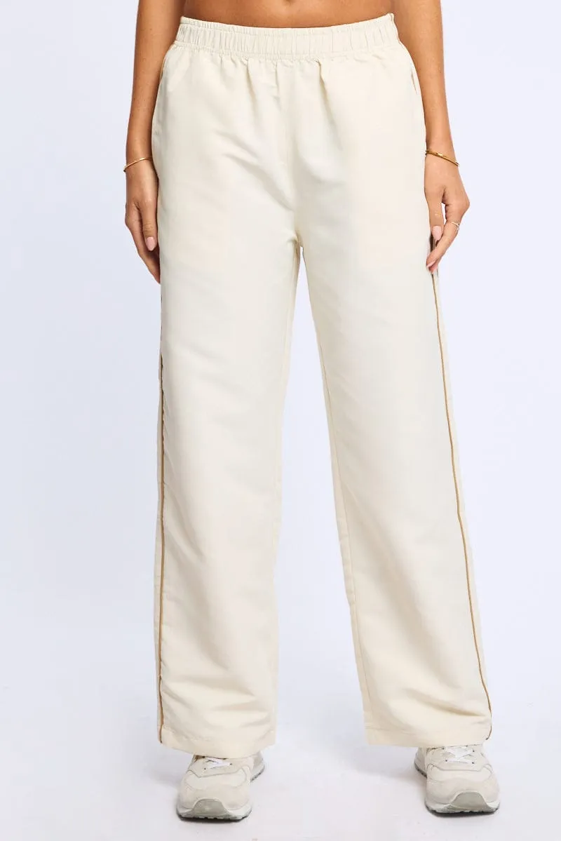 White Track Pants Wide Leg sold by Ally Fashion product image thumbnail 2
