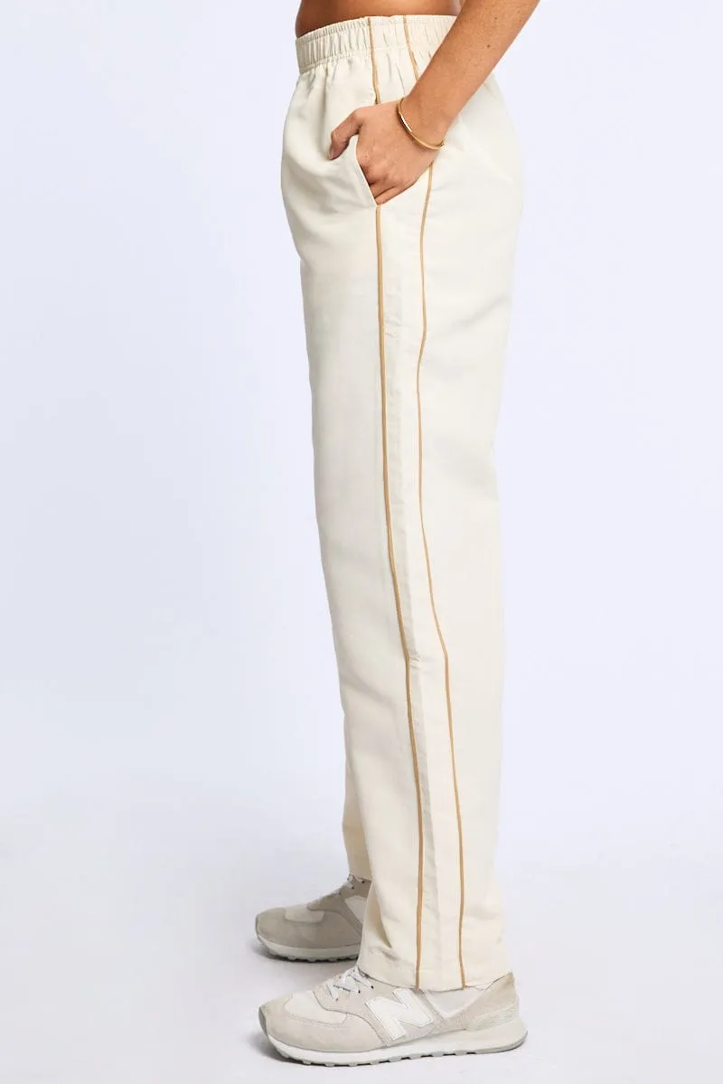 White Track Pants Wide Leg sold by Ally Fashion product image thumbnail 3