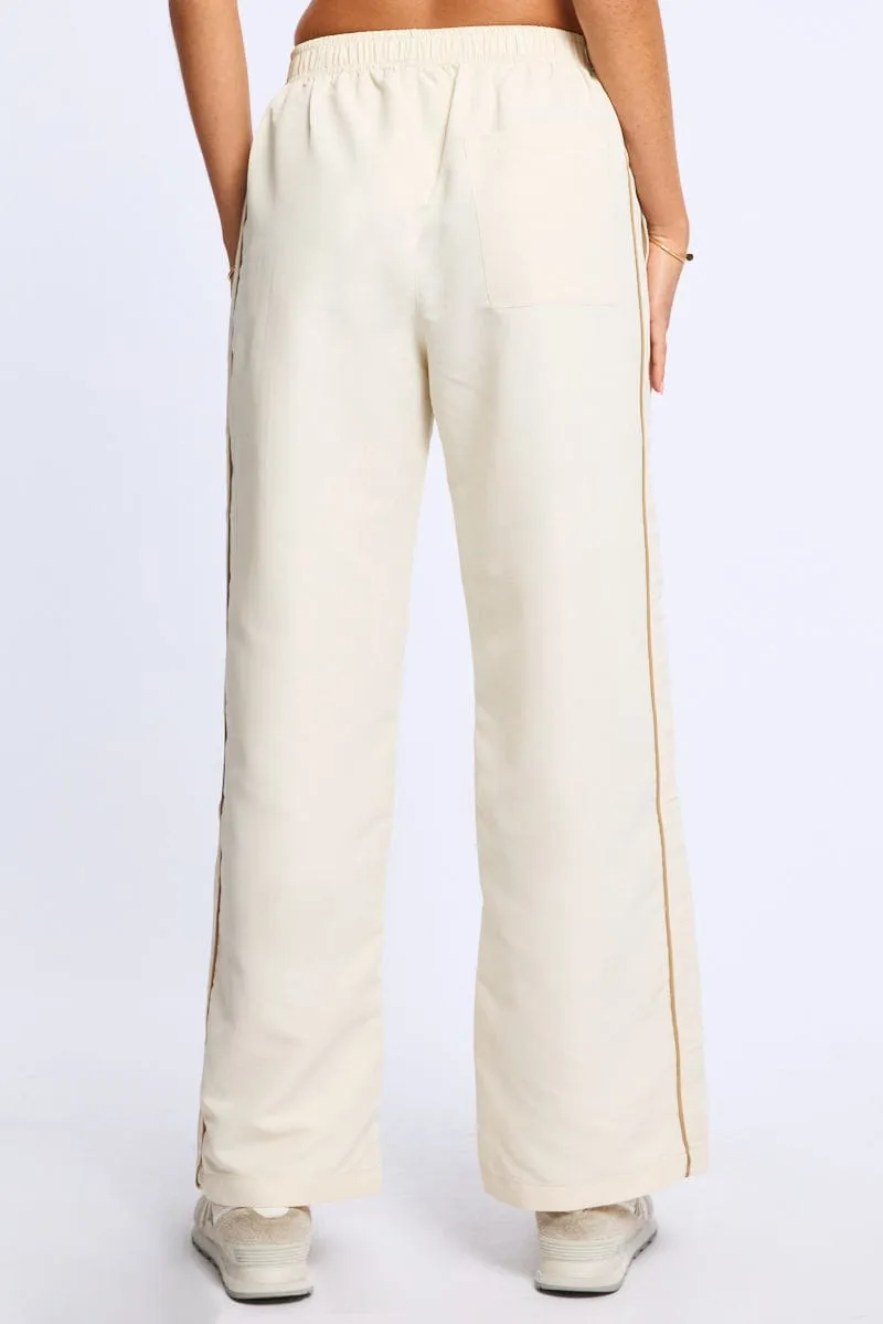 White Track Pants Wide Leg sold by Ally Fashion product image thumbnail 4