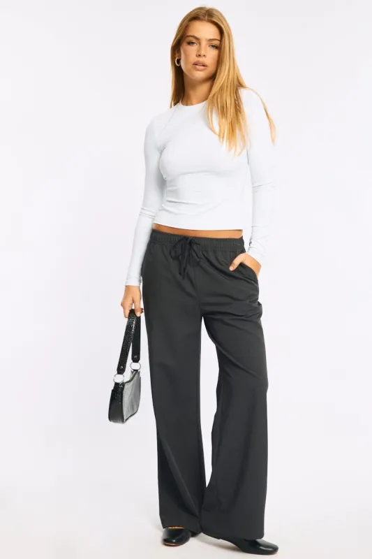 Grey Wide Leg Pants Elasticated Waist sold by Ally Fashion