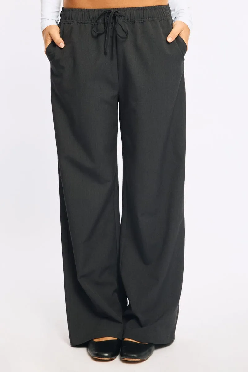 Grey Wide Leg Pants Elasticated Waist sold by Ally Fashion product image thumbnail 2
