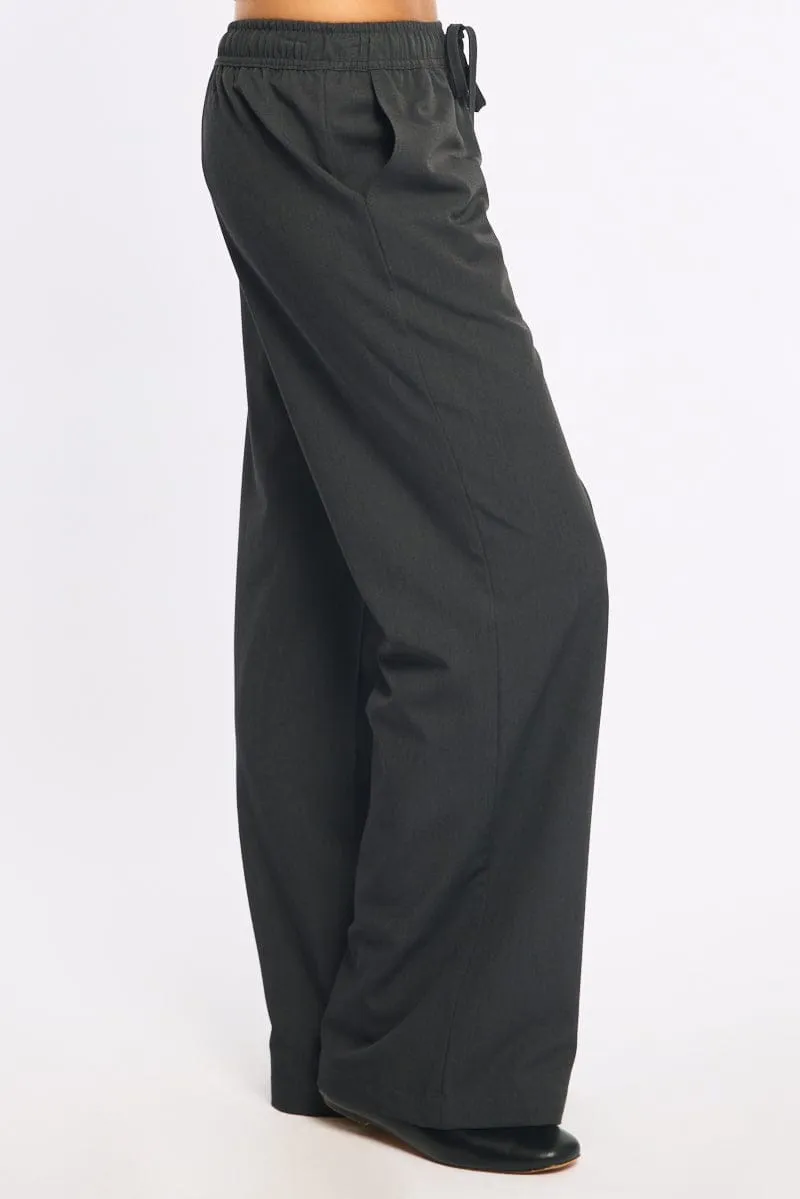 Grey Wide Leg Pants Elasticated Waist sold by Ally Fashion product image thumbnail 3