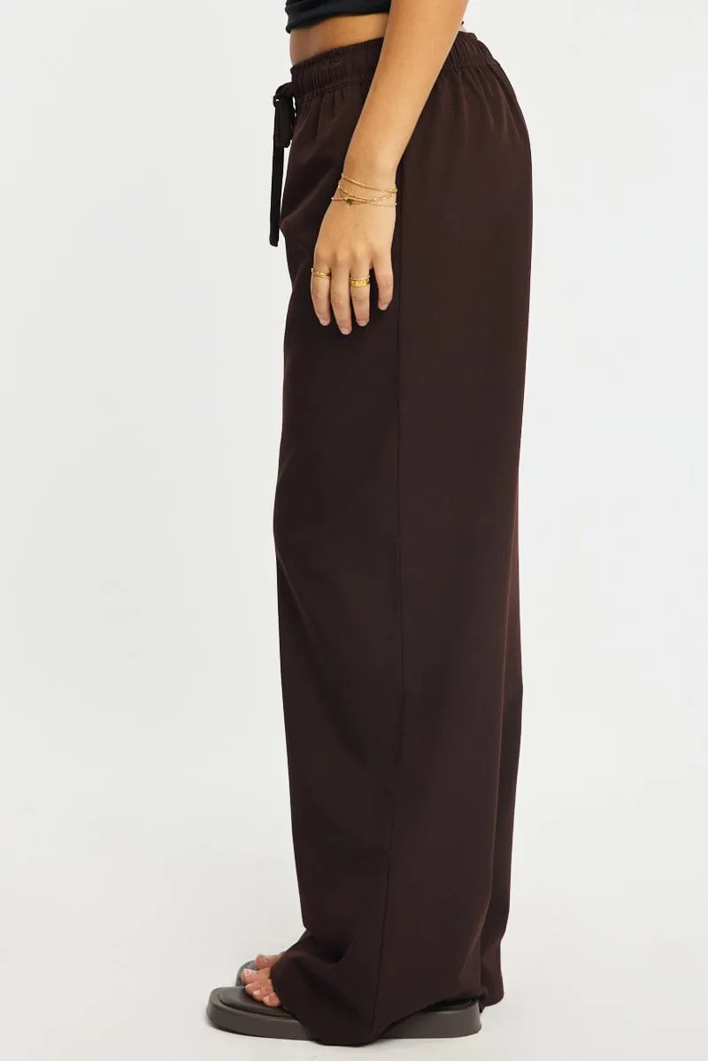 Brown Wide Leg Pants Elasticated Waist sold by Ally Fashion product image thumbnail 3