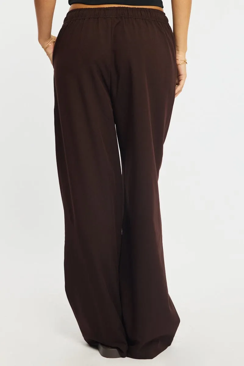 Brown Wide Leg Pants Elasticated Waist sold by Ally Fashion product image thumbnail 4