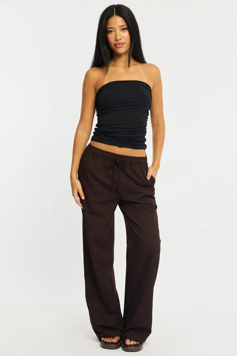 Brown Wide Leg Pants Elasticated Waist sold by Ally Fashion