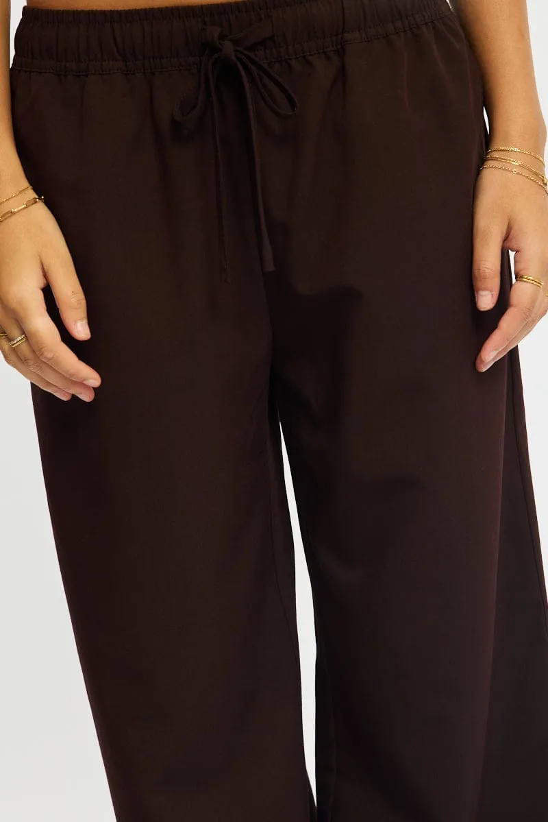 Brown Wide Leg Pants Elasticated Waist sold by Ally Fashion product image thumbnail 5
