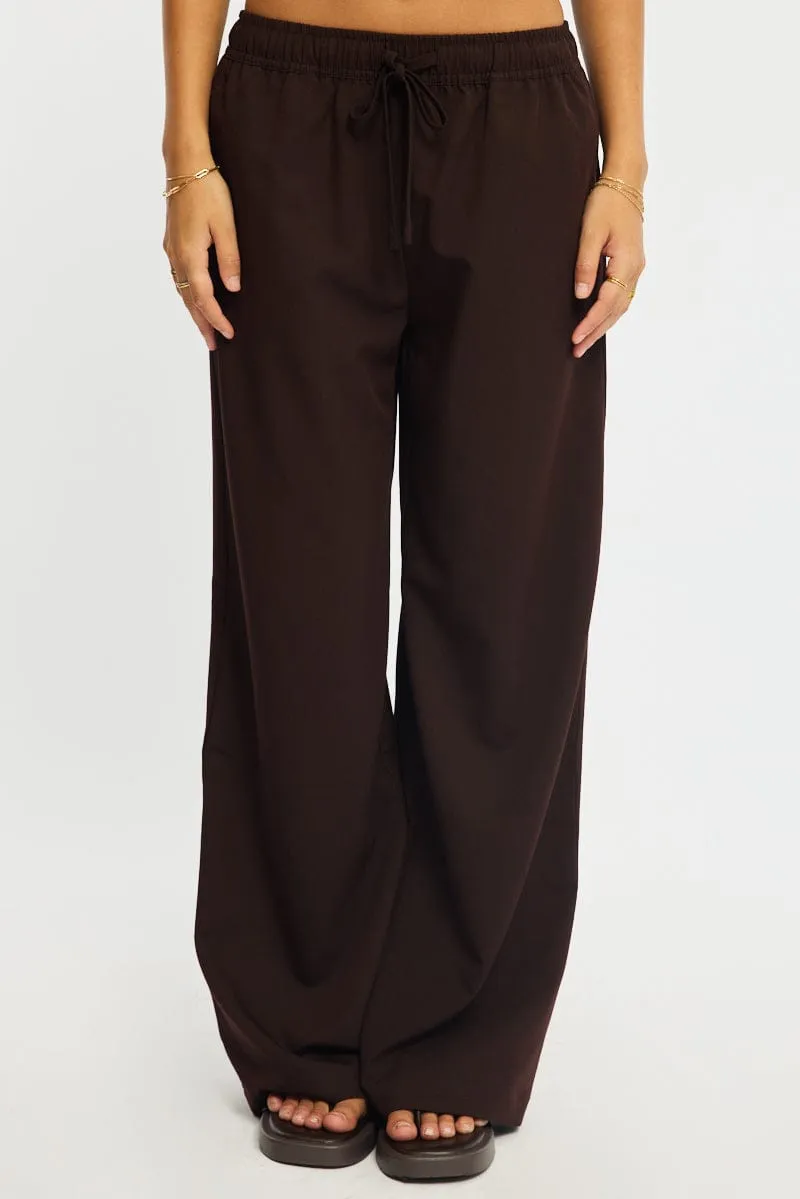 Brown Wide Leg Pants Elasticated Waist sold by Ally Fashion product image thumbnail 2