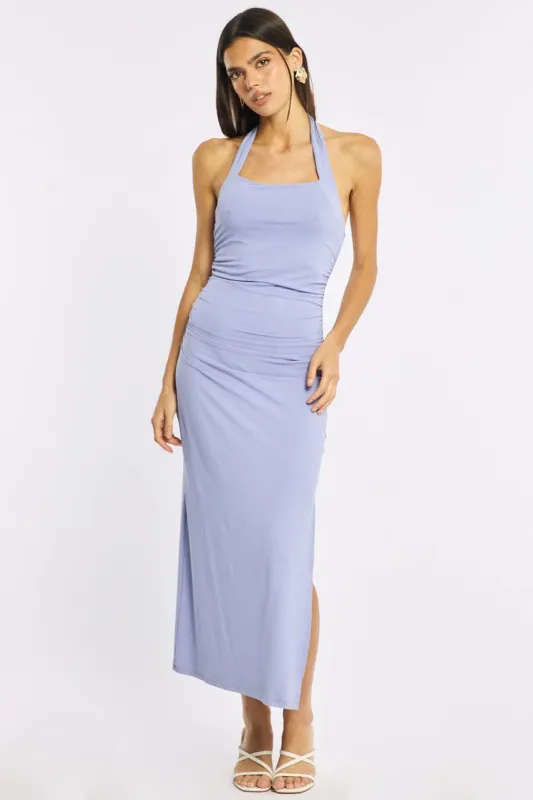 Purple Bodycon Dress Halter Neck made by Ally Fashion