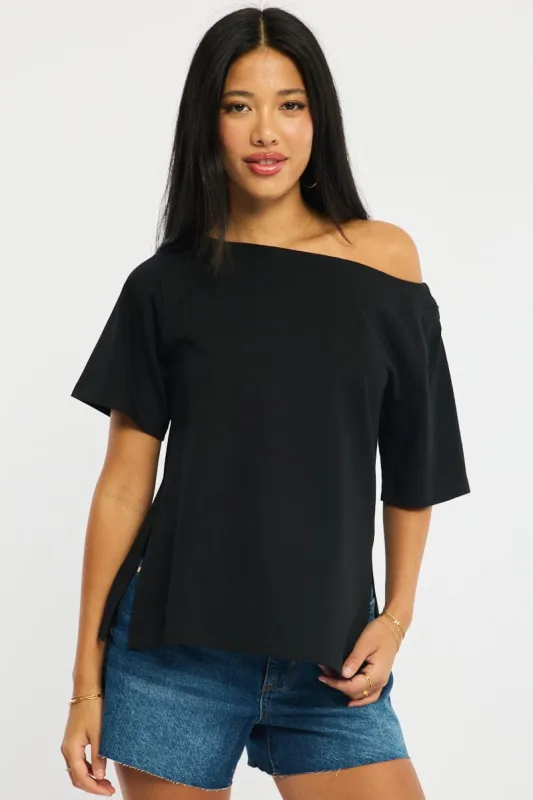 Black One Shoulder Top made by Ally Fashion