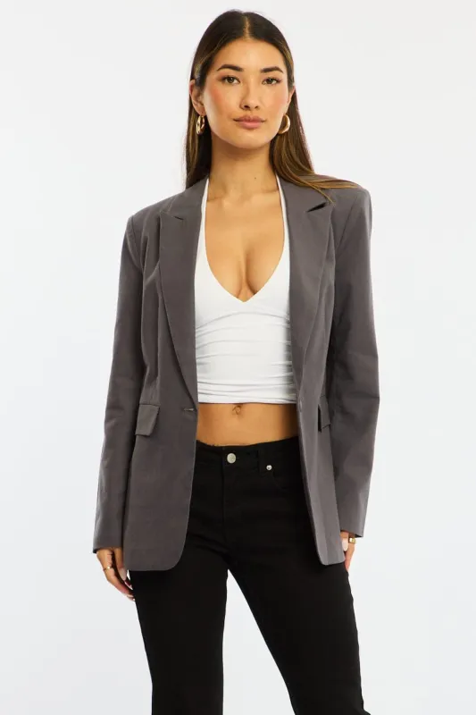 Grey Oversized Blazer made by Ally Fashion
