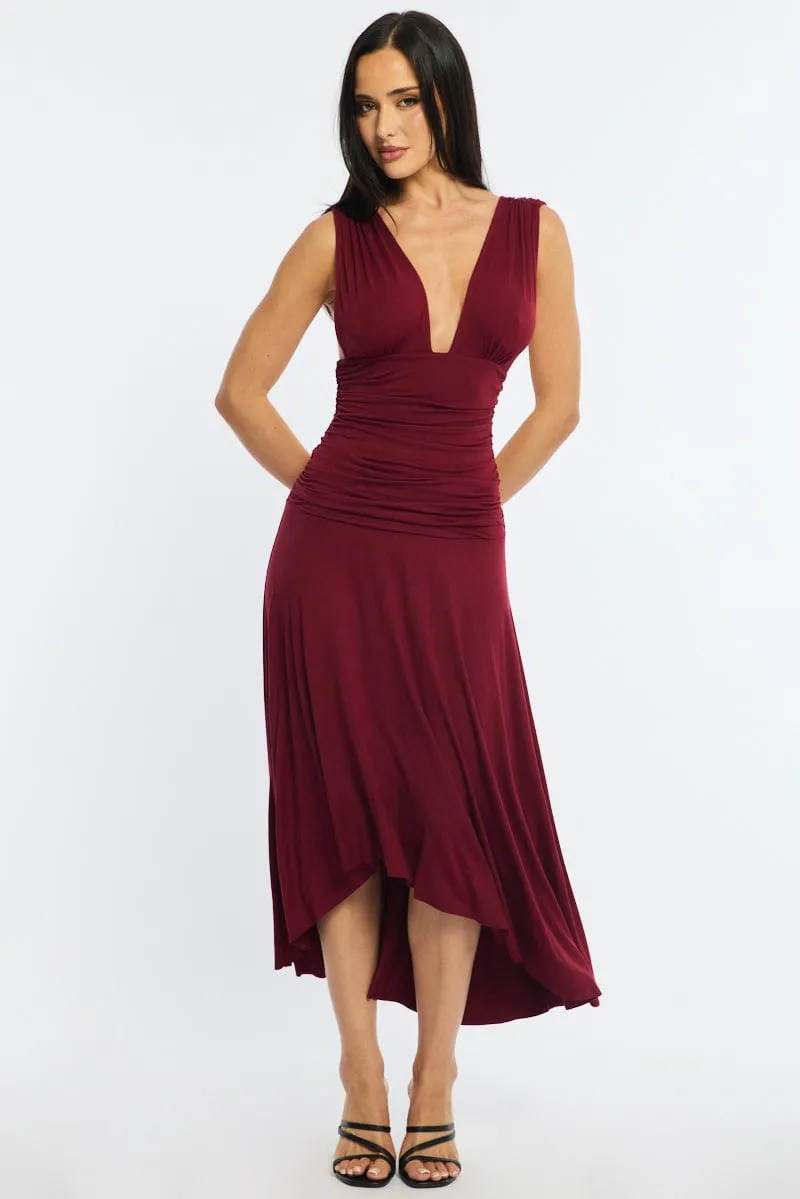 Red Midi Dress Hanky Hem sold by Ally Fashion product image thumbnail 3