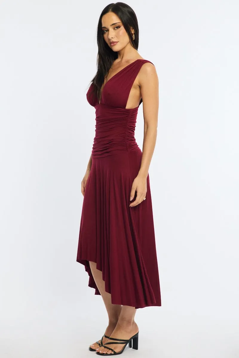 Red Midi Dress Hanky Hem sold by Ally Fashion product image thumbnail 4