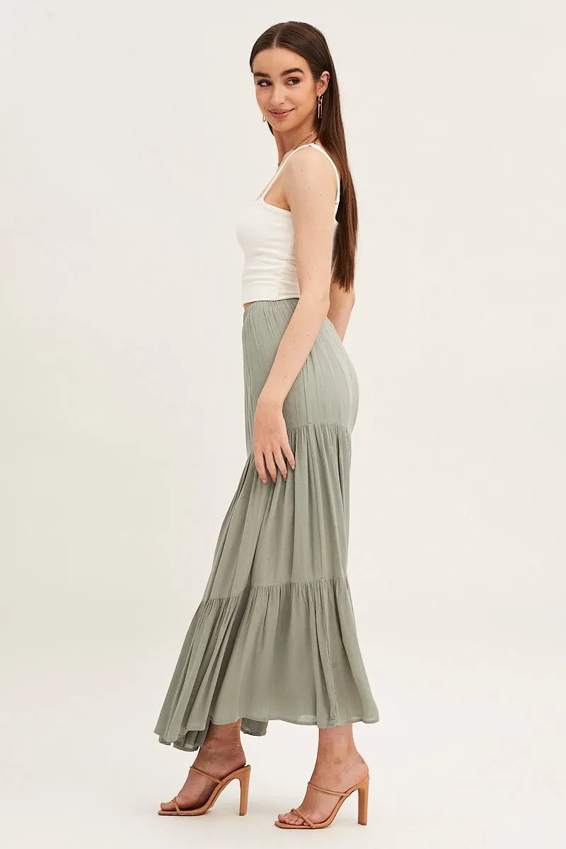 Green Cheesecloth Tiered Maxi Skirt sold by Ally Fashion product image thumbnail 4
