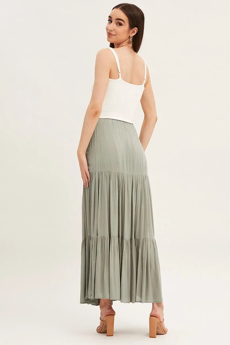 Green Cheesecloth Tiered Maxi Skirt sold by Ally Fashion product image thumbnail 5