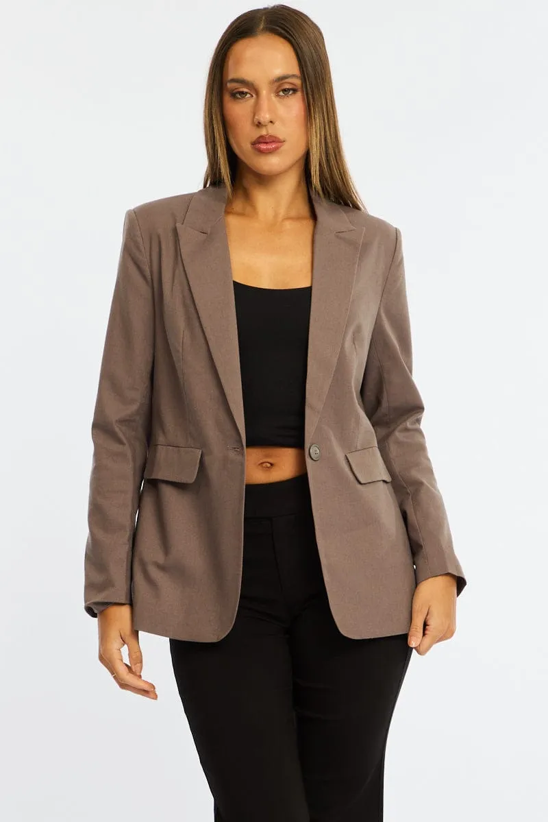 Brown Oversized Blazer sold by Ally Fashion product image thumbnail 3