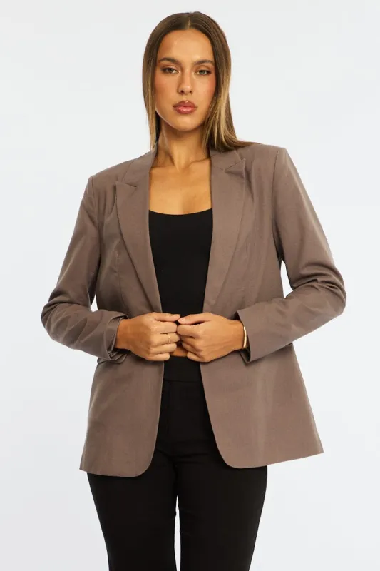 Brown Oversized Blazer made by Ally Fashion