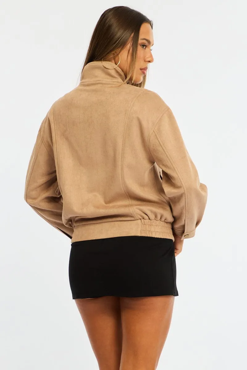 Beige Bomber Jacket Suede sold by Ally Fashion product image thumbnail 5