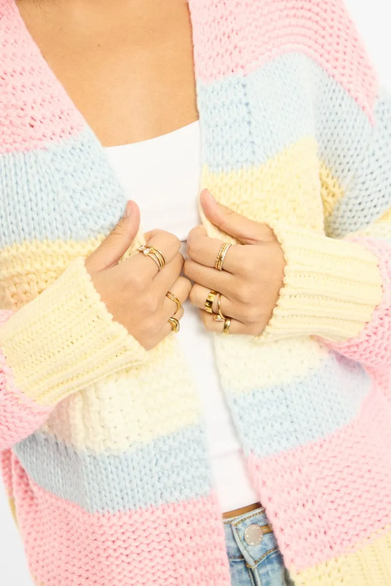 Blue Stripe Oversized Knit Cardigan Long Sleeve sold by Ally Fashion product image thumbnail 5