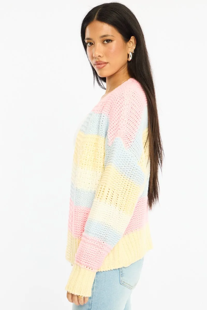 Blue Stripe Oversized Knit Cardigan Long Sleeve sold by Ally Fashion product image thumbnail 3