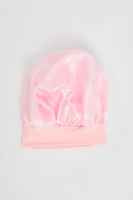 Pink Satin Sleep Hair Cap made by Ally Fashion