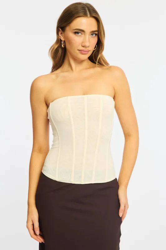 White Corset Top Sleeveless sold by Ally Fashion
