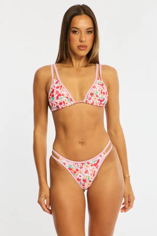 Red Ditsy Triangle Bikini Set made by Ally Fashion