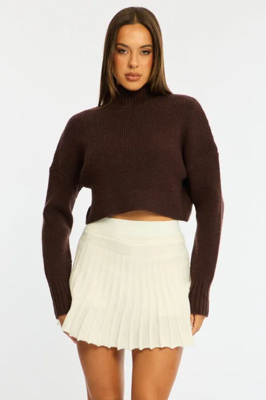 White Knit Skort Skirt High Waisted Shorts Pleated made by Ally Fashion