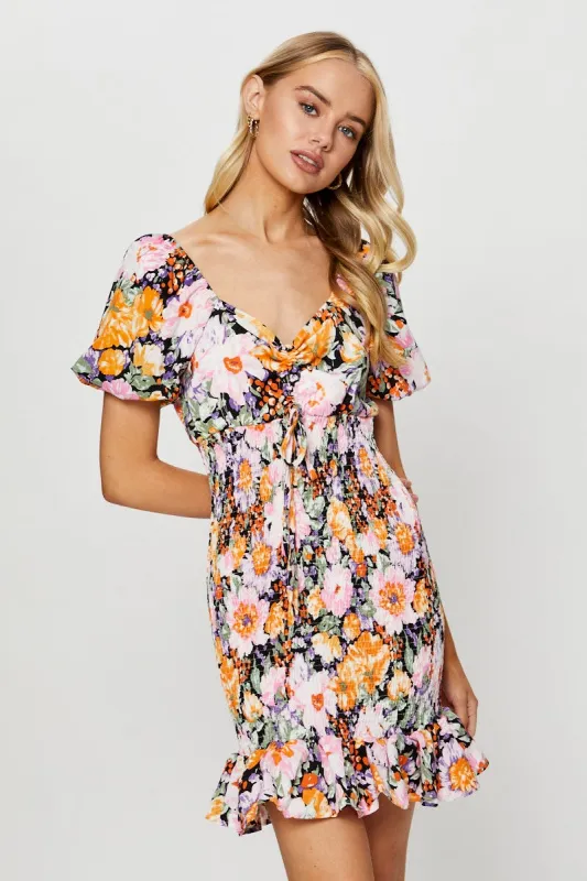 Print Mini Dress Ruffle made by Ally Fashion