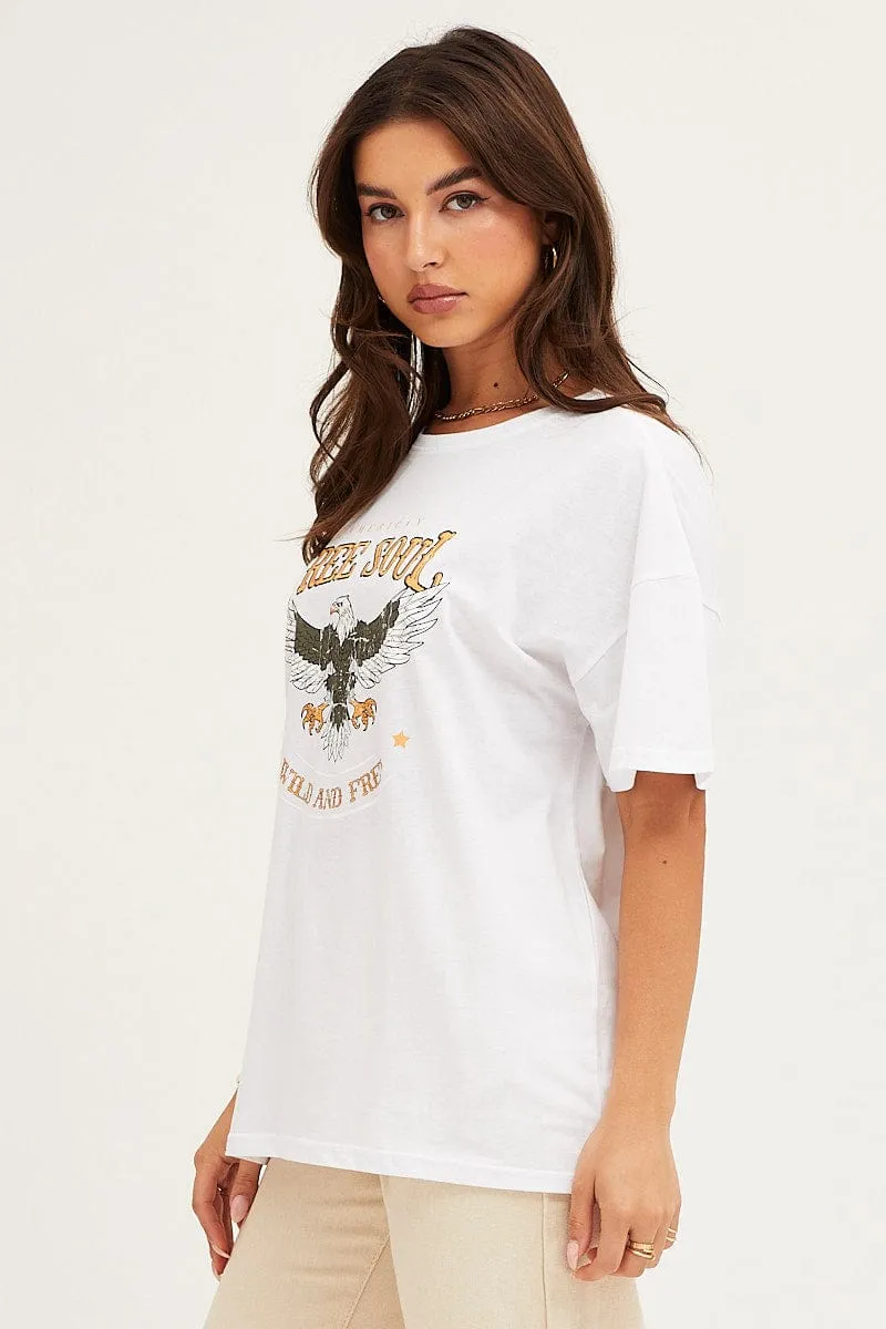 White Graphic T Shirt Short Sleeve Crew Neck sold by Ally Fashion product image thumbnail 4