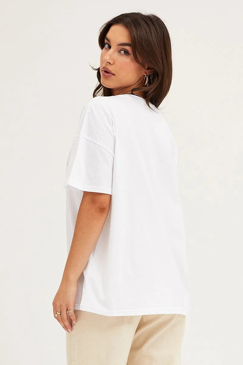 White Graphic T Shirt Short Sleeve Crew Neck sold by Ally Fashion product image thumbnail 5