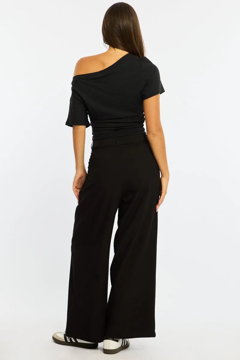Black Wide Leg Pants Mid Rise Tailoring sold by Ally Fashion product image thumbnail 5