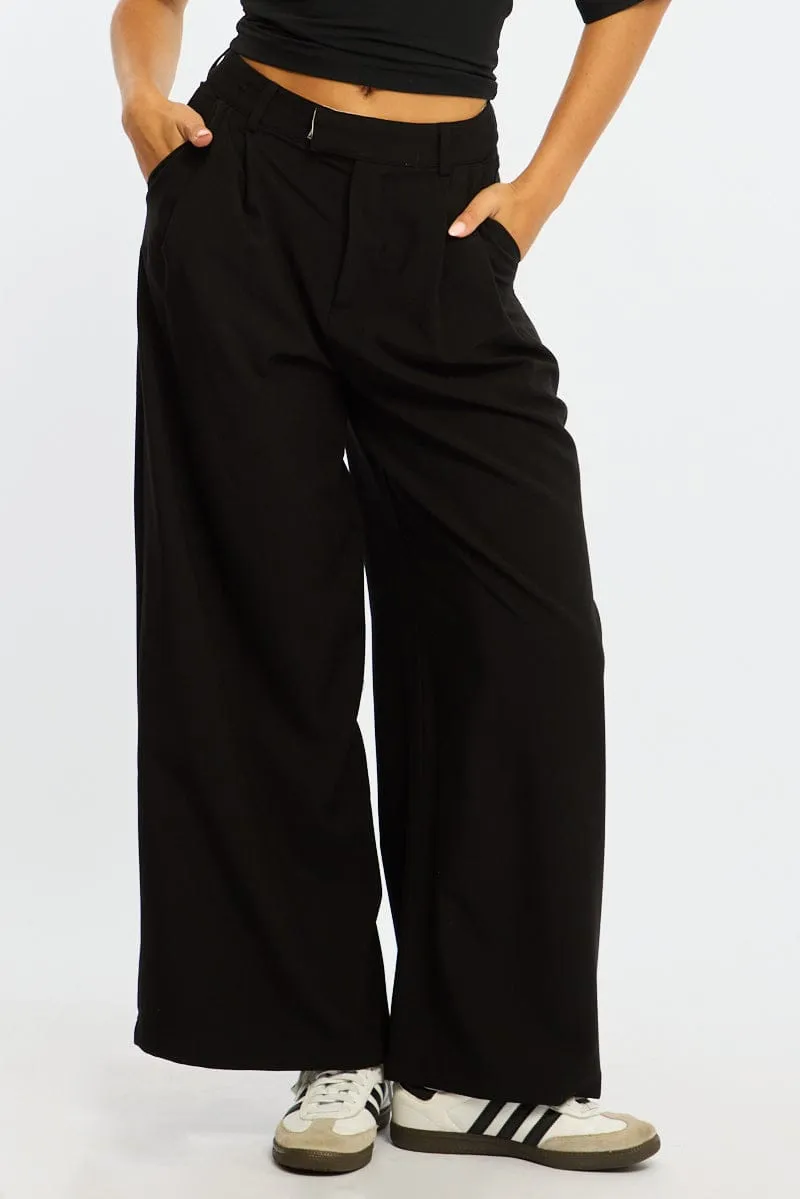 Black Wide Leg Pants Mid Rise Tailoring sold by Ally Fashion product image thumbnail 2