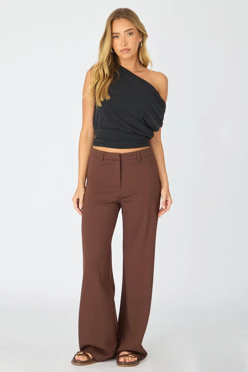 Brown Straight Leg Pants Ponte sold by Ally Fashion