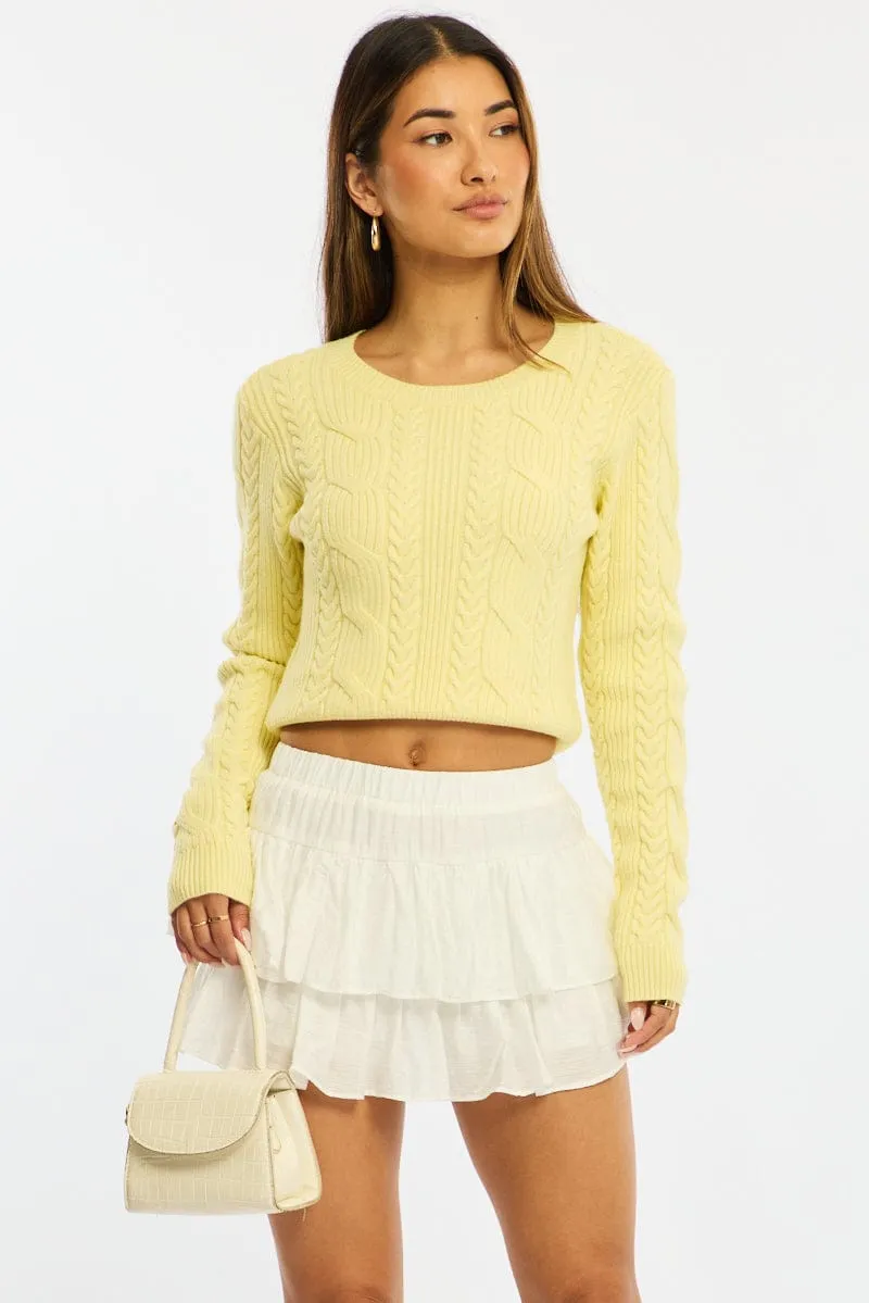 Yellow Cable Knit Top Long Sleeve Crew Neck sold by Ally Fashion product image thumbnail 3