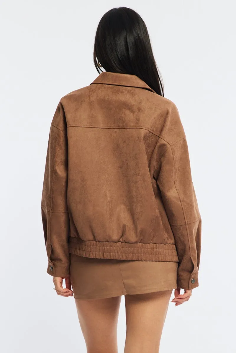 Beige Bomber Jacket Suede sold by Ally Fashion product image thumbnail 4