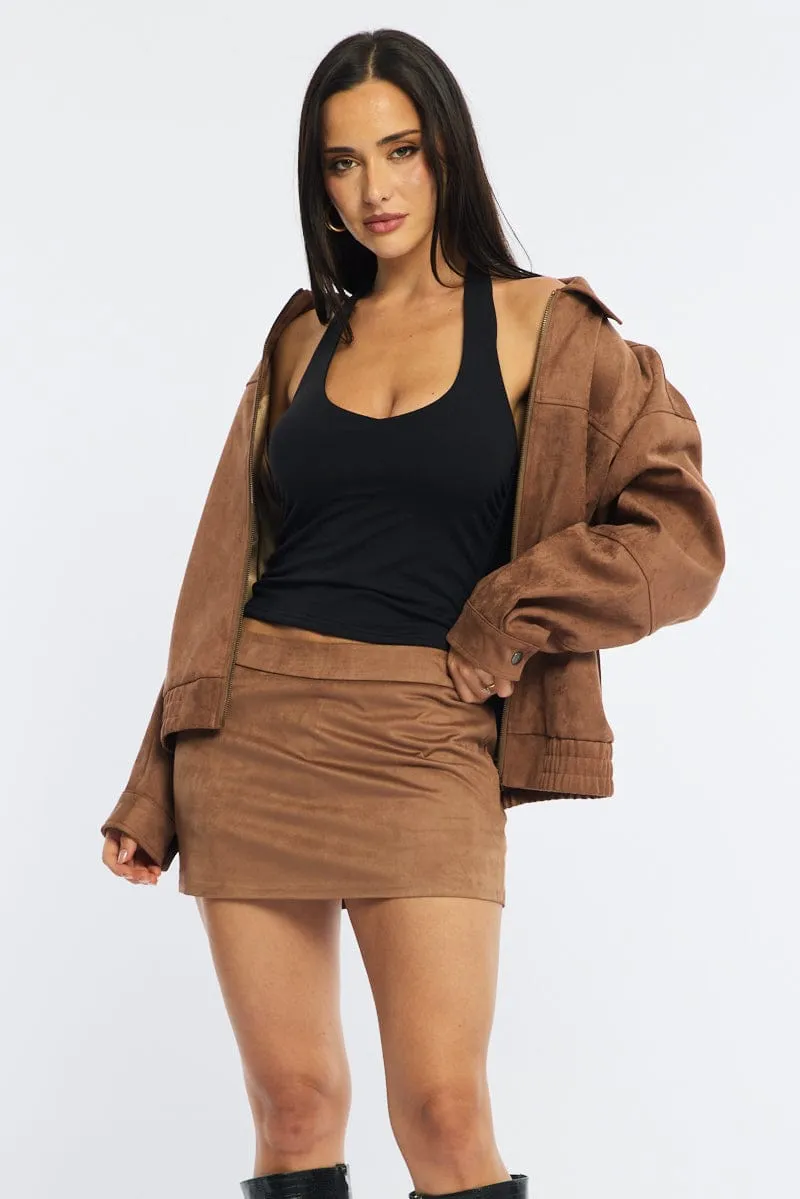 Beige Bomber Jacket Suede sold by Ally Fashion product image thumbnail 2
