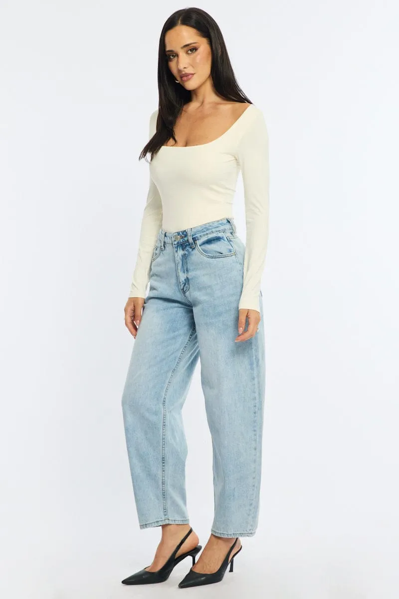 Denim Barrel Leg Jeans Mid Rise sold by Ally Fashion product image thumbnail 4