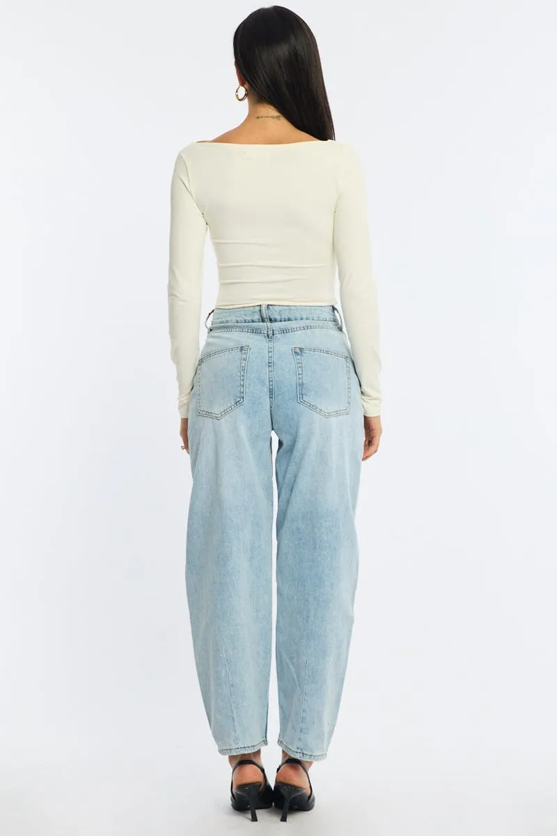 Denim Barrel Leg Jeans Mid Rise sold by Ally Fashion product image thumbnail 5