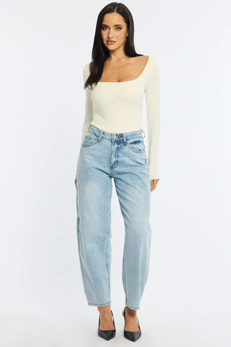 Denim Barrel Leg Jeans Mid Rise sold by Ally Fashion product image thumbnail 3