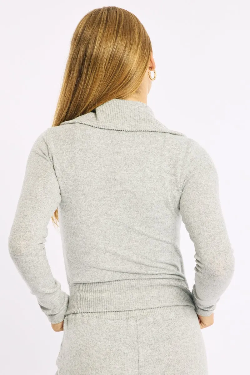 Grey Zip Through Cardigan Soft Touch sold by Ally Fashion product image thumbnail 4