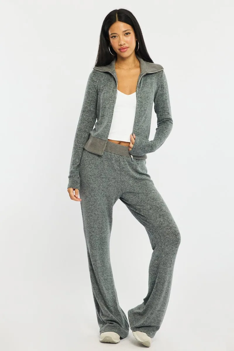Grey Zip Through Cardigan Soft Touch sold by Ally Fashion product image thumbnail 2