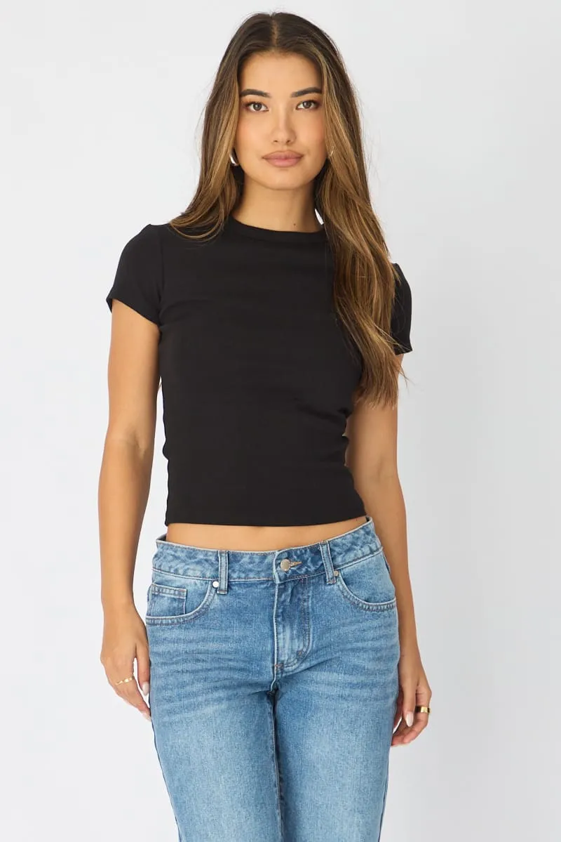 Black T-shirt Short Sleeve Crew Neck sold by Ally Fashion