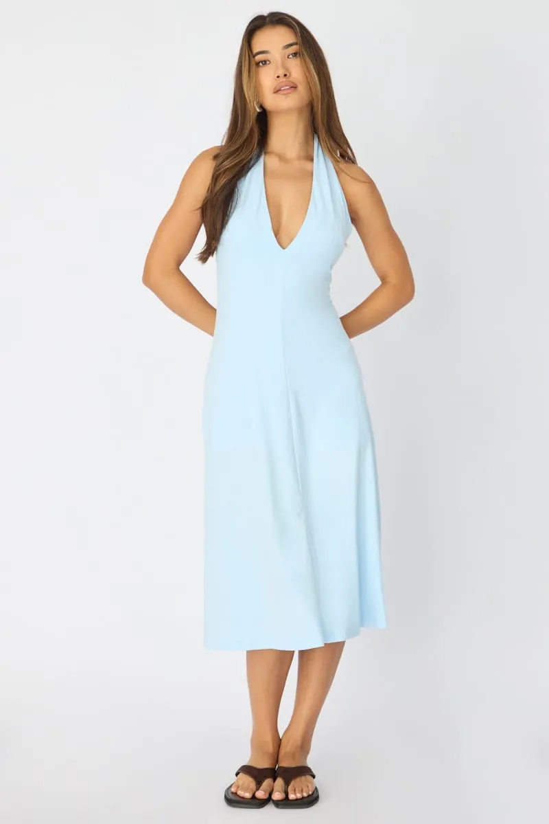 Blue Midi Dress Deep V-neck sold by Ally Fashion product image thumbnail 3