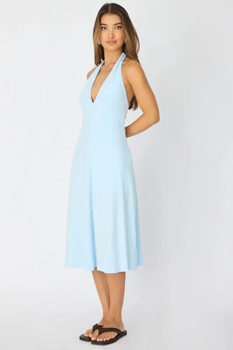Blue Midi Dress Deep V-neck sold by Ally Fashion product image thumbnail 4