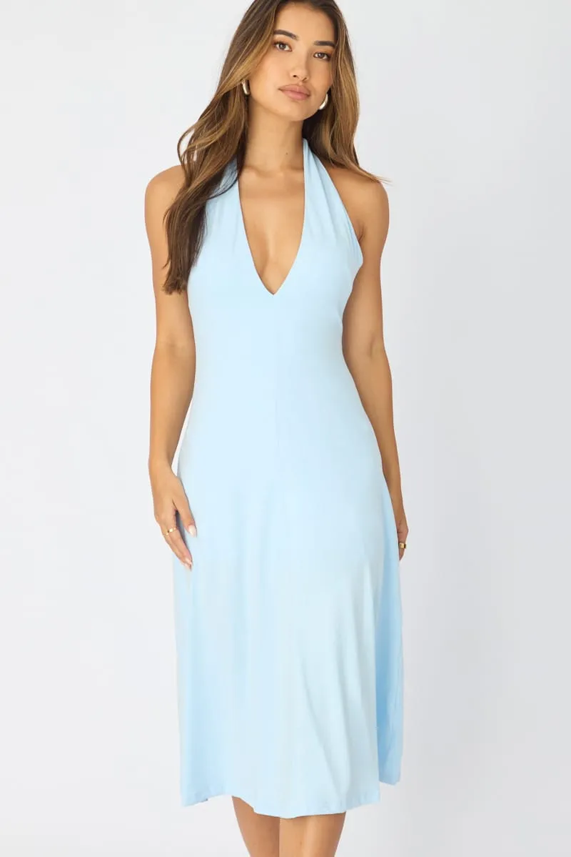 Blue Midi Dress Deep V-neck sold by Ally Fashion product image thumbnail 2