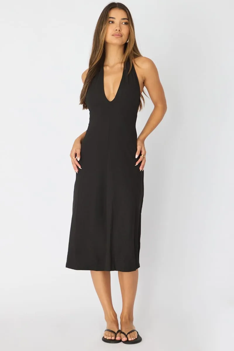 Black Midi Dress Deep V-neck sold by Ally Fashion product image thumbnail 4